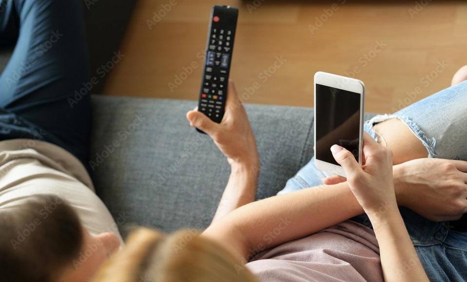 watching TV and mobile