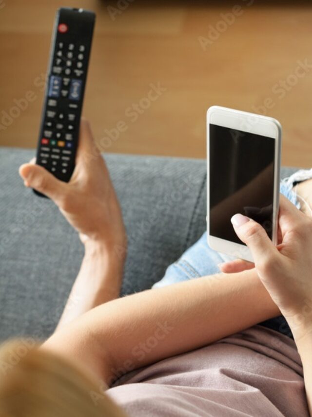 watching TV and mobile